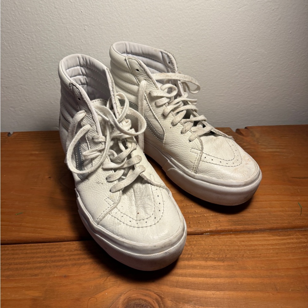 Vans Sk8-Hi Platform Leather Sneakers White – Limited Run